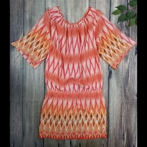 SW3 Bespoke Silk Open Sleeve Printed Cinch Waist Dress